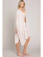 Balloon Lace Trim Sleeve Kimono