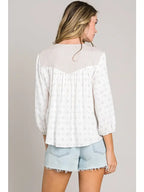 Bracelet Sleeve Tie Front Button Down Blouse
