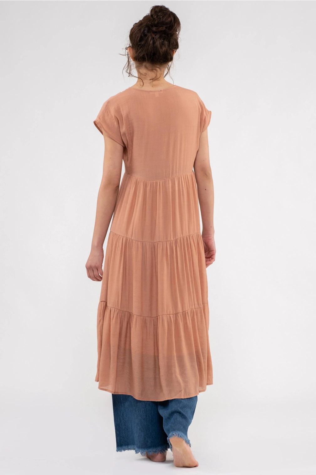 Faux Button Down Midi Dress