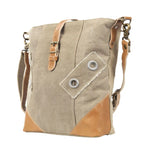 Plain Canvas & Leather Crossbody Bag with Buckle