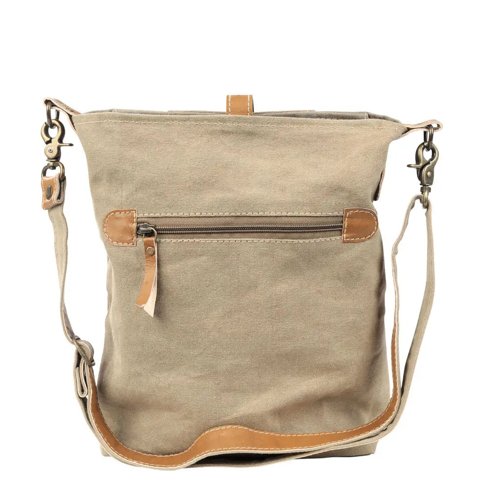 Plain Canvas & Leather Crossbody Bag with Buckle