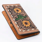 Genuine Leather Yellow Flower Cactus Wallet