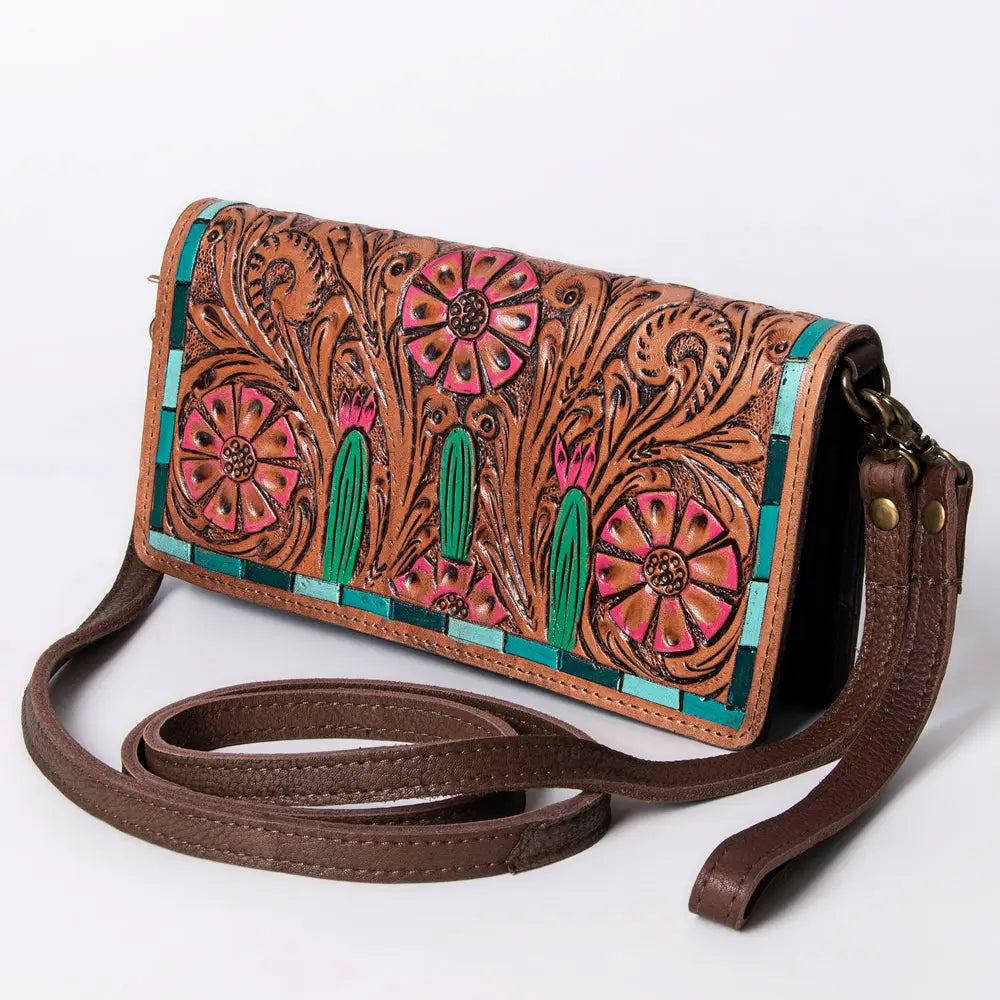 Genuine Leather Floral Cactus