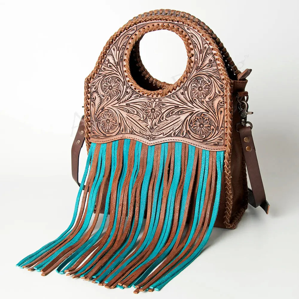 Genuine Leather Tassel Clutch