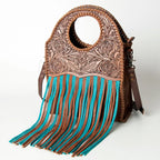 Genuine Leather Tassel Clutch