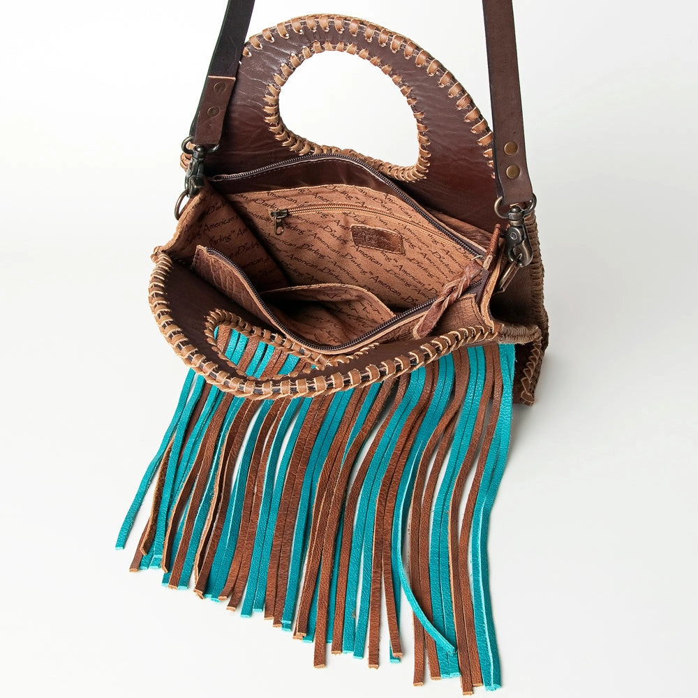 Genuine Leather Tassel Clutch