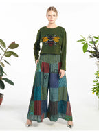 Pattern blocked Cotton Pant