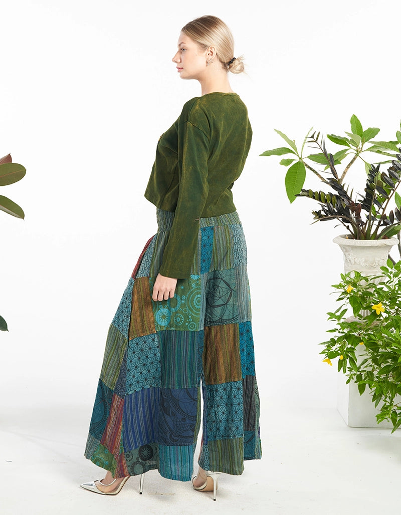 Pattern blocked Cotton Pant