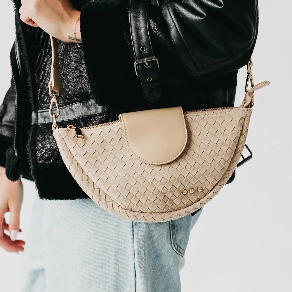 Selena Suede Flap Crossbody Cream