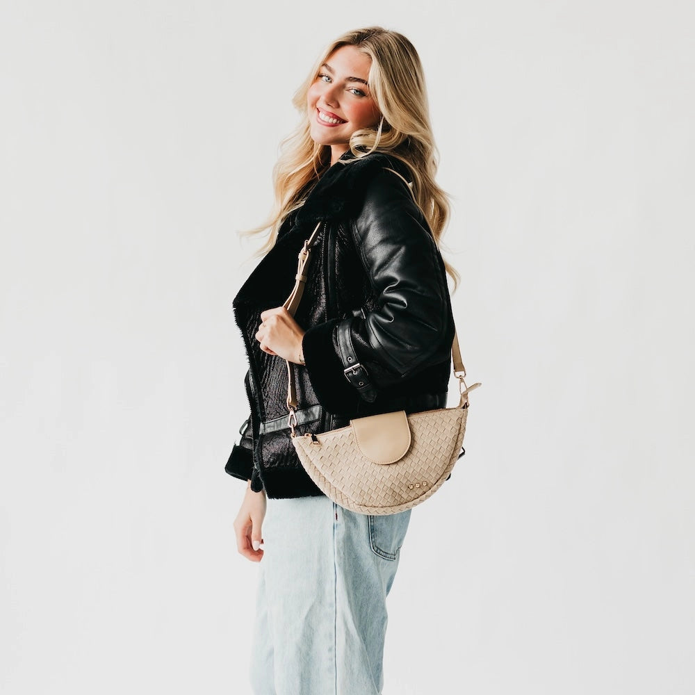 Selena Suede Flap Crossbody Cream