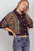 Relaxed Fit Multi Color Crochet Knit Top