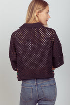 Relaxed Fit Multi Color Crochet Knit Top