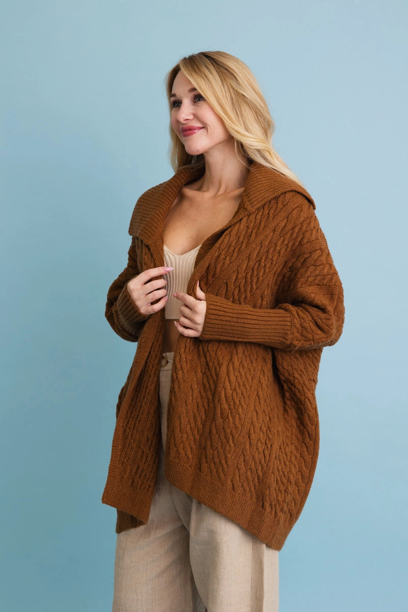 Chunky Cable Knit Oversized Poncho Cardigan