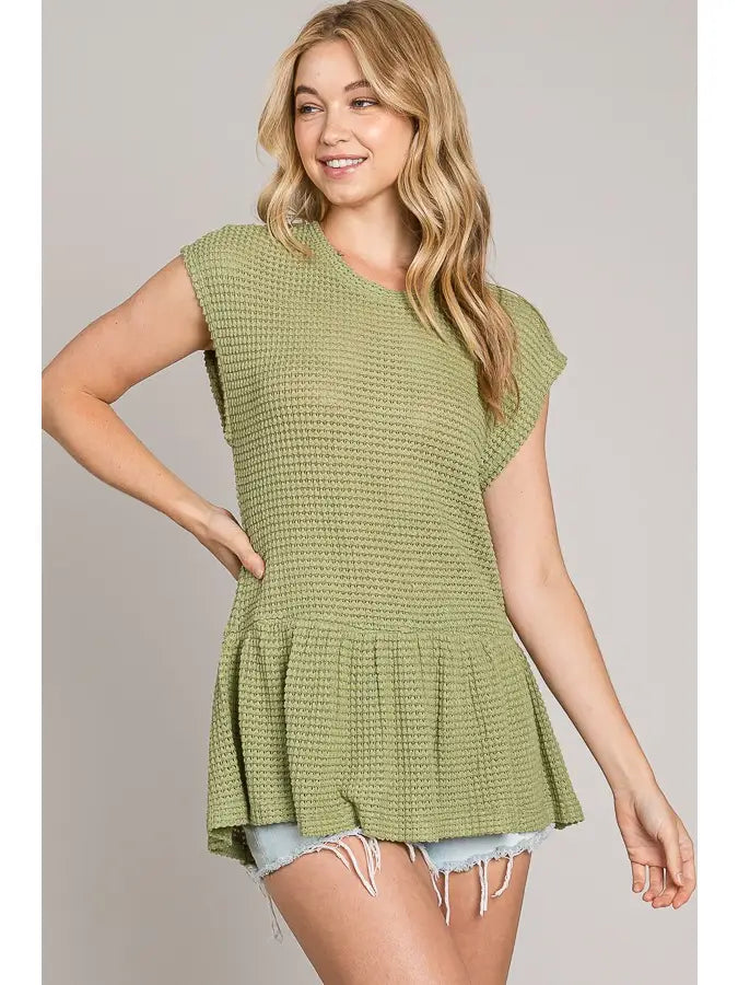 Short Dolman Sleeve Peplum Knit Top