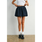 Elastic Waist Denim Bubble Skirt