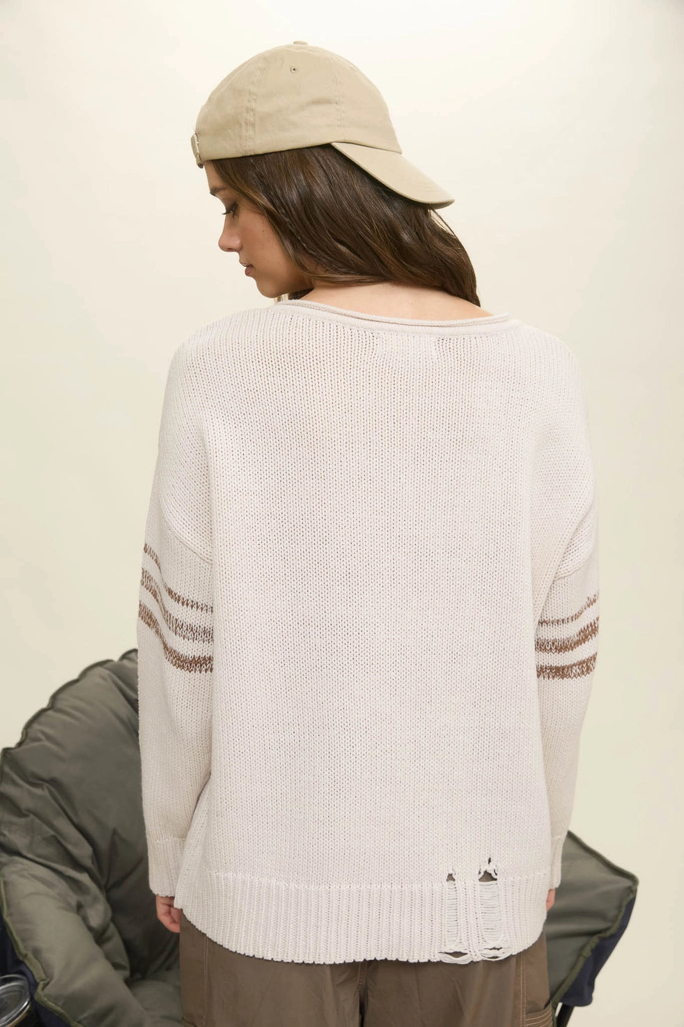 Distressed Varsity knit Top