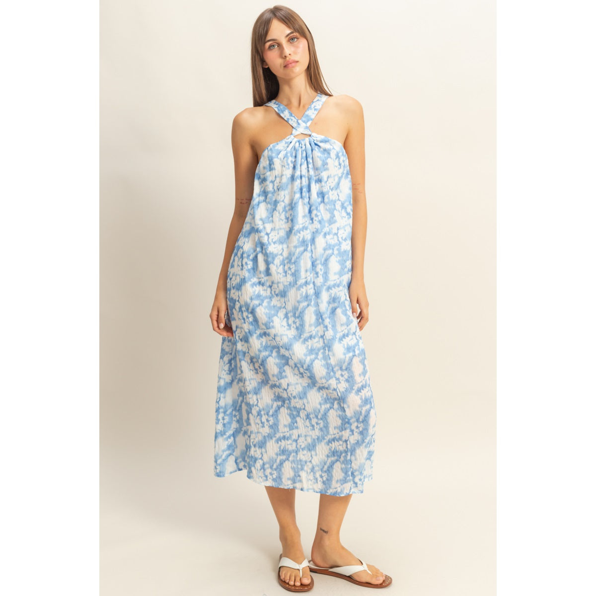 Halter Cross Neck Backless Maxi Dress