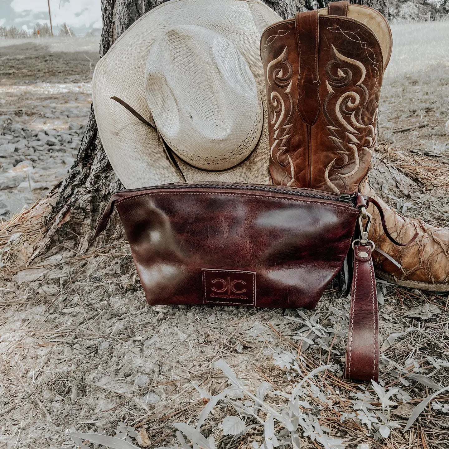Tooled Leather Wristlet