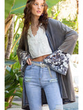 Oversize Open Front Contrast Knit Kimono Top