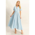 Short Sleeve Side Cutout Maxi Shirt Dress