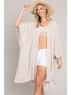 Balloon Lace Trim Sleeve Kimono