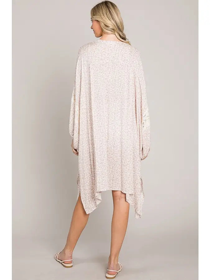 Balloon Lace Trim Sleeve Kimono