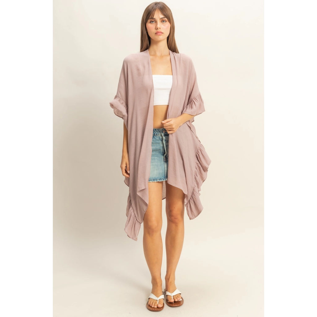 Ruffled Open Front Duster