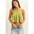 Halter Pleated Ruffle Crop Top
