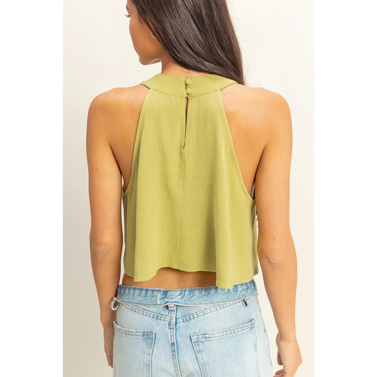 Halter Pleated Ruffle Crop Top