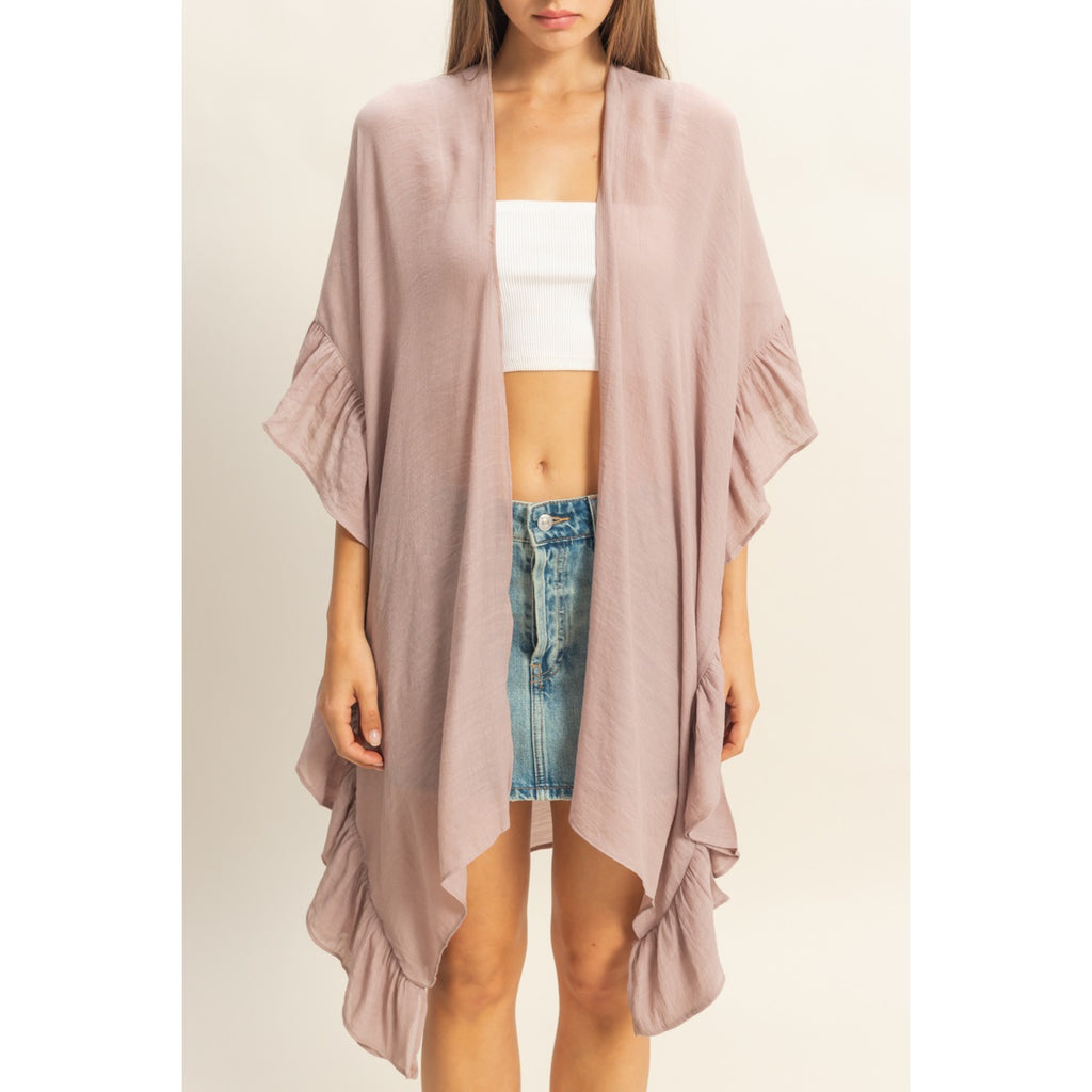 Ruffled Open Front Duster