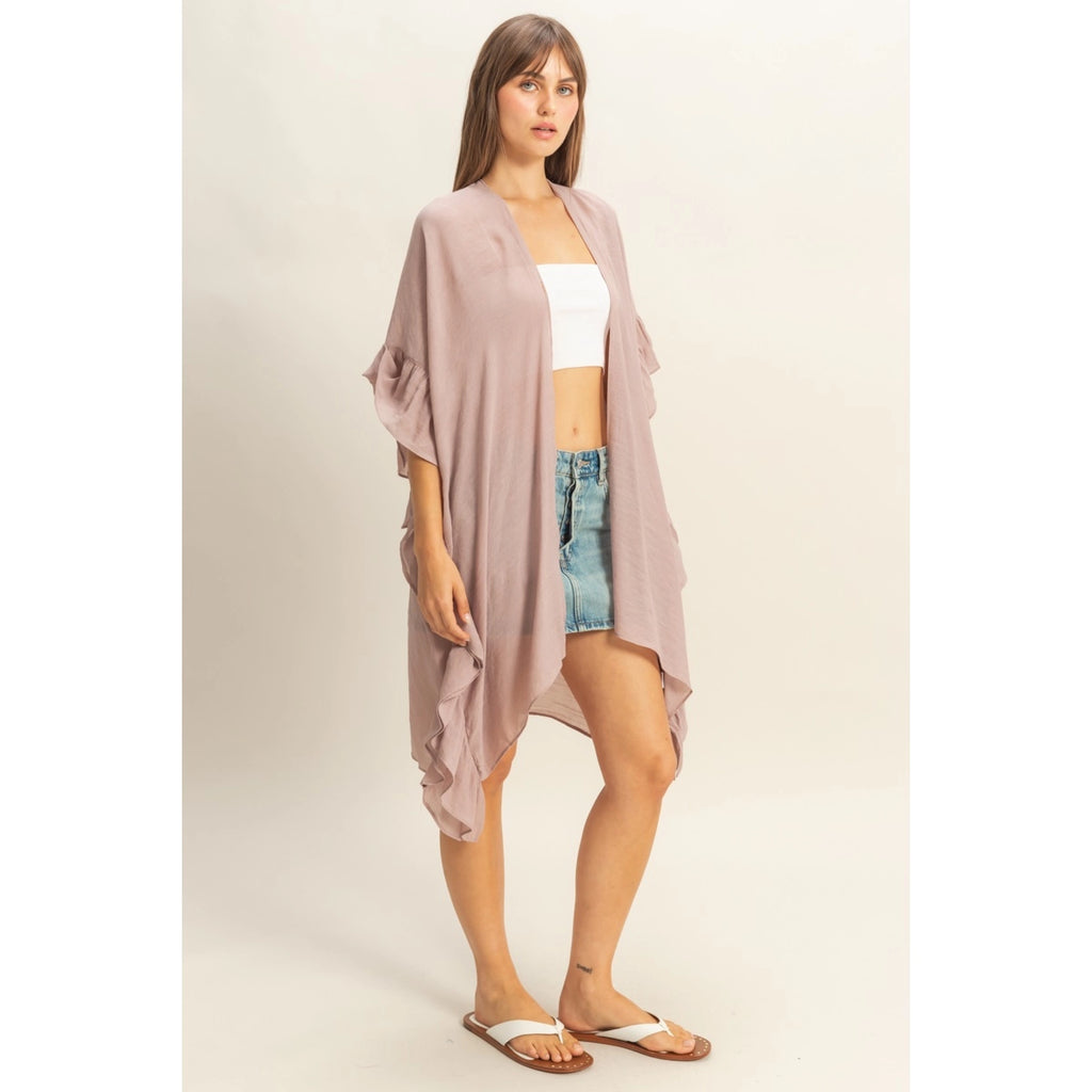 Ruffled Open Front Duster