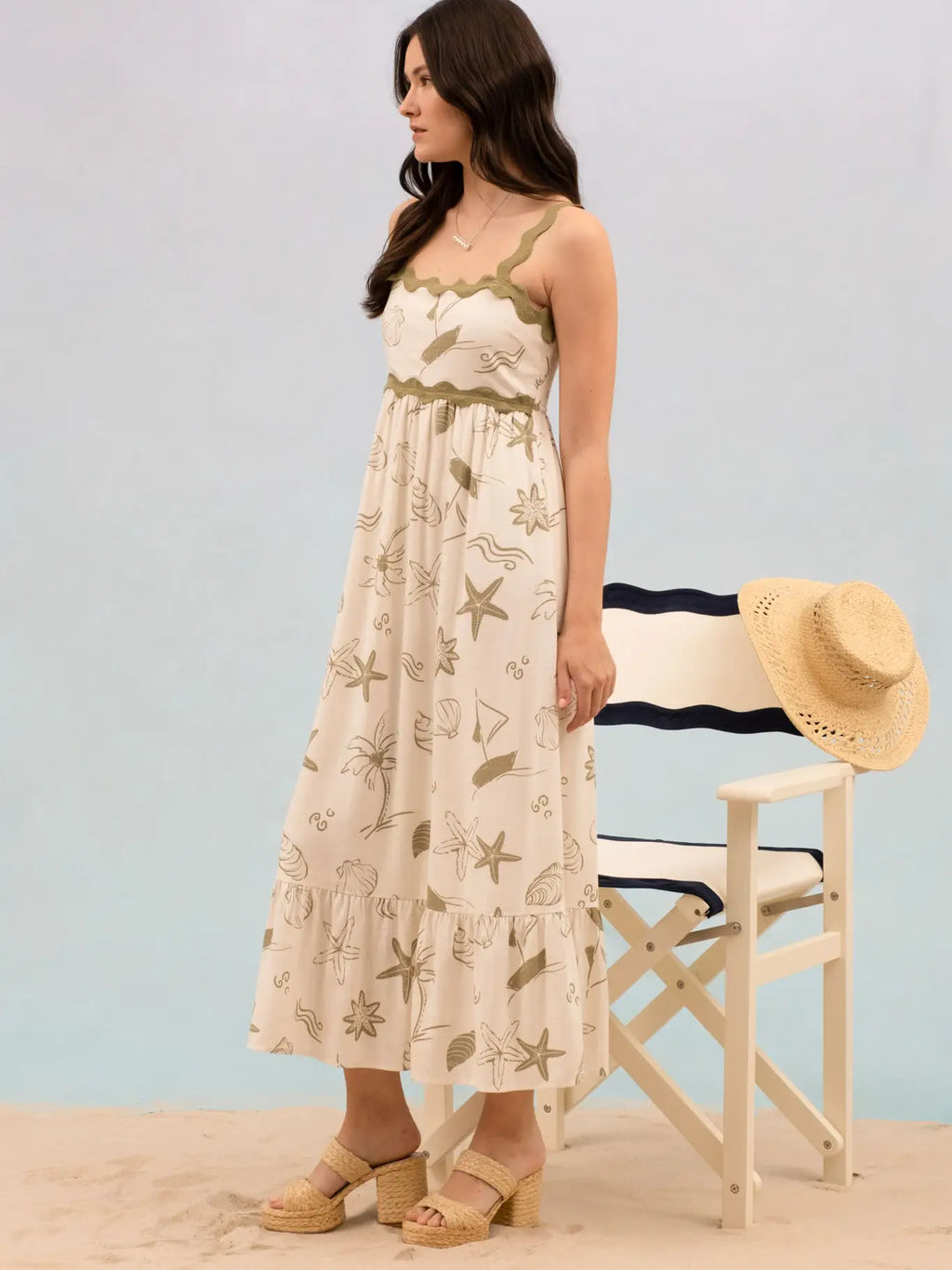 Sea Print Maxi Dress