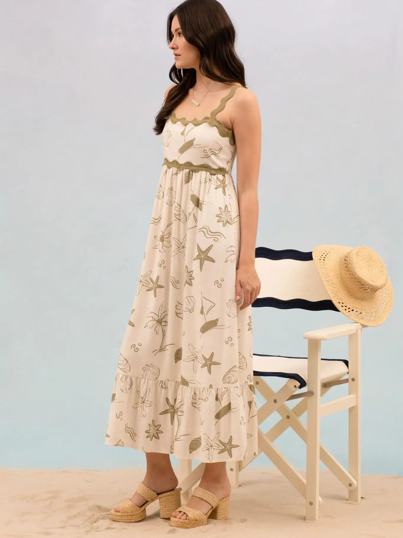 Sea Print Maxi Dress