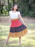 Boho Euphoria Patchwork Mid Skirt