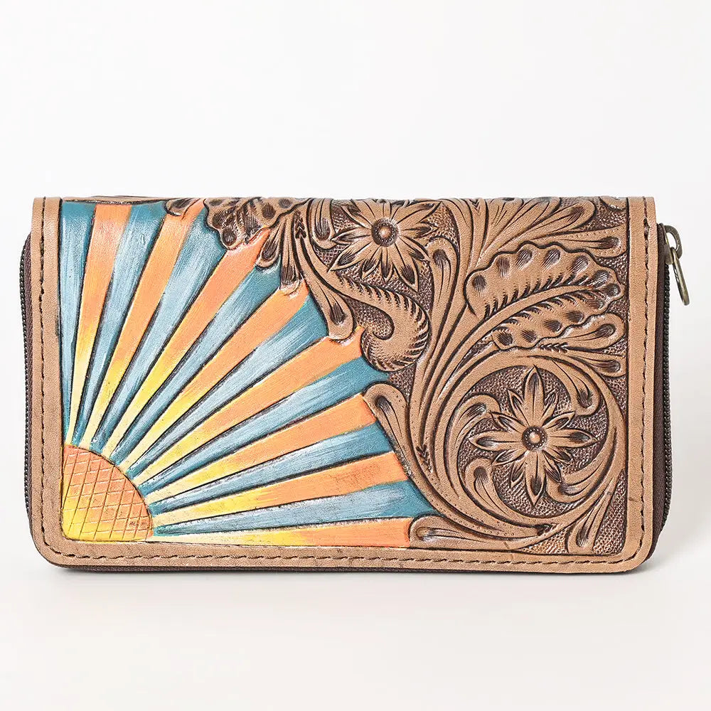 Genuine Leather Sunset Zipper Wallet