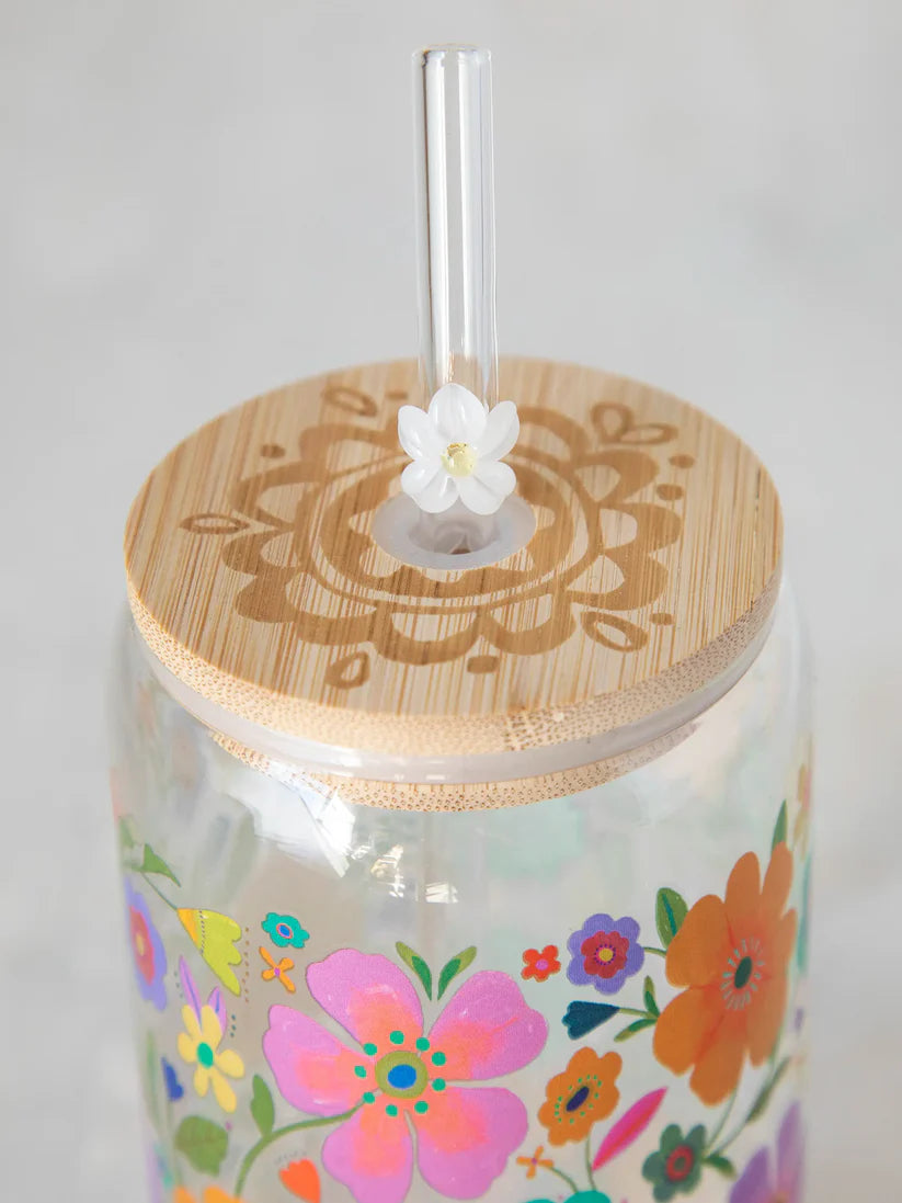 Glass Tumbler With Lid & Straw