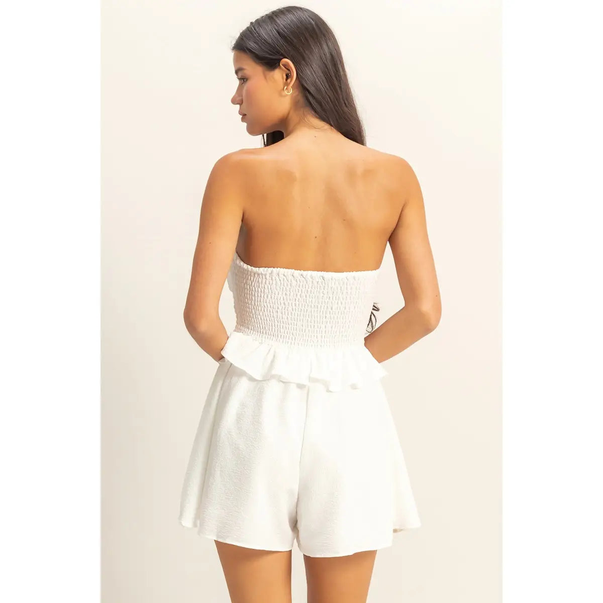 Strapless Ruffled Mini Romper