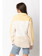 Color Blocked Linen Button Down